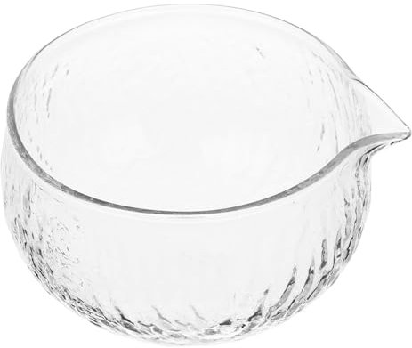 HOLIDYOYO Japanese Glass Matcha Bowl with Spout Clear Teacup for Tea Ceremony Hammered Design for Home Use and Easy to Clean