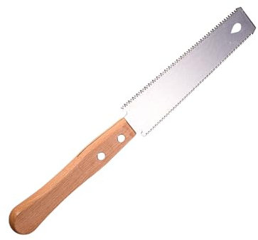 Hand Saw for Woodworking, 12 Inch Sharp Razor Teeth Blade, Double Edged Flush Cut Saw with Wooden Handle, Precision Cutting Hand Tool for Pruning, Trimming, Carpentry, and Household DIY Projects