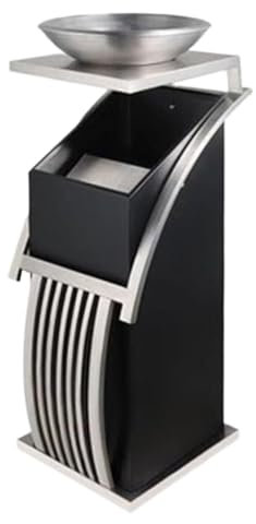 AMYSTY Papelera Exterior Cubo de Basura Lobby Cenicero De Exterior para Hotel, Vertical, De Acero Inoxidable, con Cenicero, para Exterior Bote de Basura Comercial Hotel(Blue,Silver)