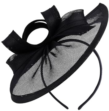 Wambere Damen Fascinator Hüte Frauen Vintage Schleier Stirnband Blume Mesh Kopfschmuck Braut Haarschmuck Fascinators Hut Haarband Kopfbedeckung für Hochzeit Teeparty Cocktail Jockey Club,Schwarz