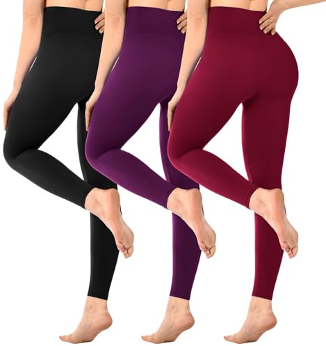 SINOPHANT - Pack de 3 leggings de cintura alta para mujer, opacos, para gimnasio, yoga, deporte, Small-Medium
