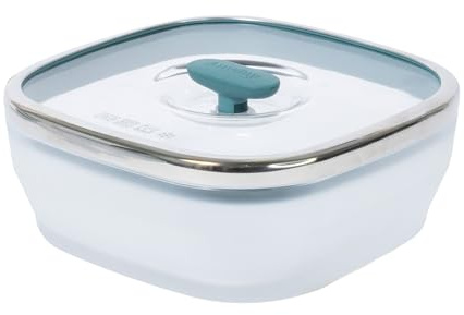 Anyday 5.5-Cup Square Glass Food Storage with Glass Lid | Plastic-Free Meal Prep & Microwave Cookware | Stackable Airtight Storage Container with Vented Lid for Microwave-Safe Reheating
