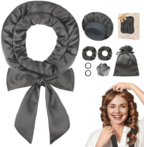 Ystrybo Satin Heatless Overnight Curls, Lockenwickler Über Nacht Locken Ohne Hitze für Volumen Lange Haare, Heatless Curls Band Lockenband - Locken Über Nacht, 8 PCS Lockenwickler DIY Hair Curler Set