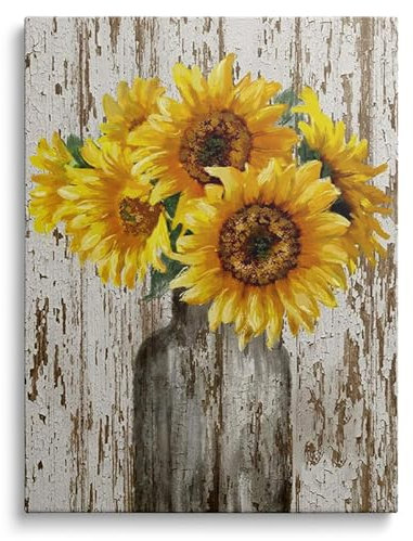 prinfantasy Nature Pictures for Walls Framed Decor - Sunflower Canvas Wall Art Floral Vintage Posters 0311