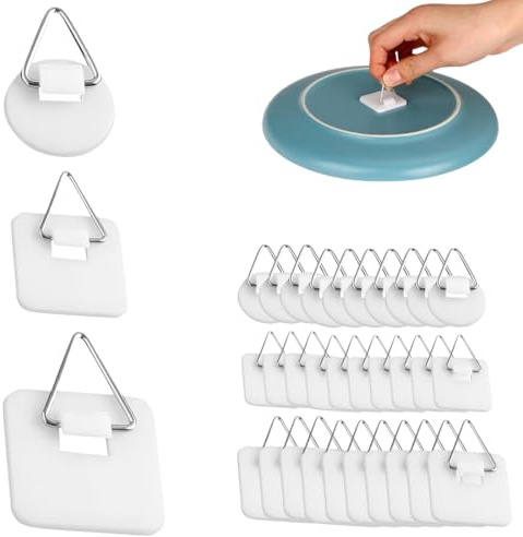 ZEPIQOR 30 pcs 3 Stil Bildaufhänger Bilderhaken Selbstklebend zum Kleben, Aufhänger Klebenagel für Bilderrahmen, für Bilder Poster Fotos Gemälde Karton Drei Größen