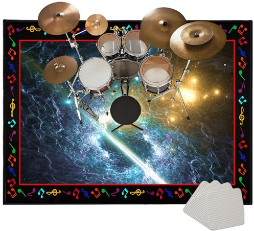 Schlagzeugteppich Drum Teppich Schallschutz Teppich Schallschutzmatte rutschfeste Trommelmatte für E Drum Schlagzeug Elektronisch Snare Teppich Drum Rug Schalldicht Trommel Teppiche 120 x 80 cm