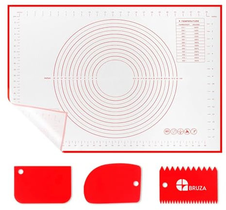 BRUZA Spianatoia per Impastare Silicone, Tappetino da Forno Cucina, Tappetino Cucina Antiaderente e Antiscivolo Riutilizzabile per Pasta fatta in Casa, Pizza e Pasticceria