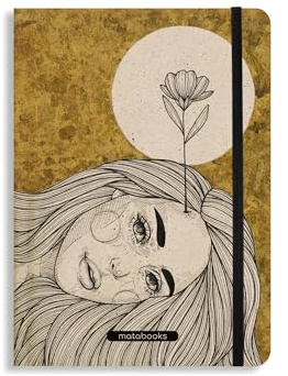 Matabooks – Nachhaltiges A5 Notizbuch/Tagebuch/Bullet Journal/Schreibheft/Notebook aus Süßgraspapier – Nari Farbe: Sunrise Gold (liniert)