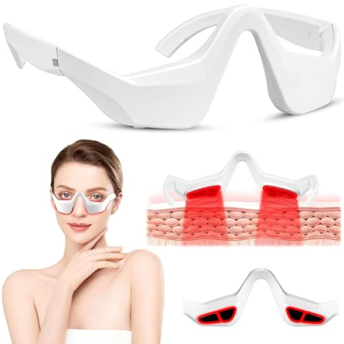 Under-Eye Red Light Therapy Device, Red Light Therapy Glasses, Red Light Eye Mask Microcurrent Led Light Therapy, Eye Massager Beauty Glasses Bag Remover for Reduce Dark Circles Puffiness Wrinkles