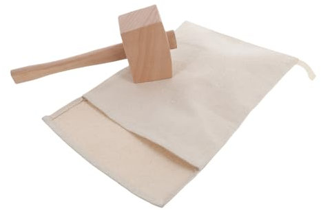 Mikinona 2pcs Reusable Ice Bag Mallet Canvas Ice Crushing Bags Scaper for Bartender Bar Crushers for Cocktails