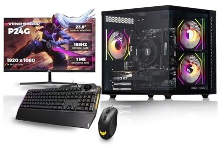 Gaming PC 24 165Hz Bundle AMD Ryzen 7 5700X Processor Nvidia RTX 3050 6GB Graphics Card - 16GB 3200MHz Ram - 1TB NVMe SSD - 550W PSU - Windows 11 - WiFi - Mini Nem 3 - Asus TUF K1 & M3