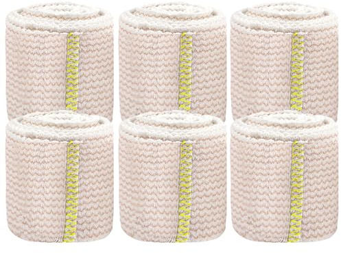 6 Rollen Premium Elastische Bandage Kohäsive Fixierbinde Kompressionsbinde Sportbandage Mullbinden für Knöchelunterstützung Arm- Bein- oder Brustkorbverletzungen (5×4.5 cm)
