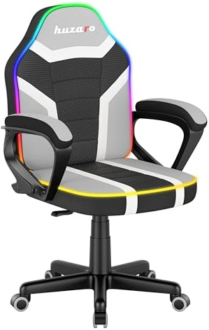 huzaro Ranger 1.0 | Sedia girevole per bambini LED RGB ergonomica, regolabile in altezza, tessuto Huge Mesh | con braccioli e ruote | Sedia da scrivania per bambini da 80 a 150 cm | 1 pezzo