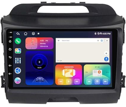 HYMLMY Android 14 Navigazione per auto Ricevitore audio da cruscotto per Kia Sportage 2010-2015 Doppio DIN 9 pollici Touch Screen Autoradio con navigatore satellitare Bluetooth Vivavoce RDS SWC + Tele