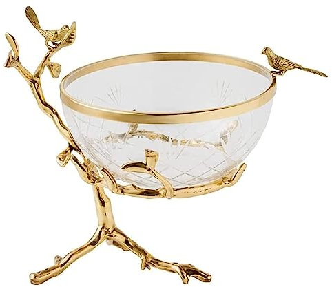 ATMRC Fruit Bowls Fruit Plate Decoration Ornaments Household Fruit Tray Basket Brass European Luxury Fruit Plate Light Glass Vegetable