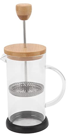 Fockety Prensa Francesa, de Prensa Francesa de Acero Inoxidable, Resistente y Duradera, Fácil de Limpiar y Fácil de Café Con Función de Filtrado para Vieges Acampando (350ML Cubierta de bambú)