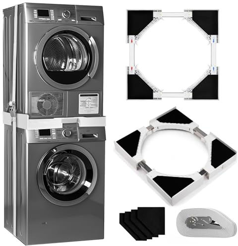 Zwischenbaurahmen Trockner Waschmaschine, Waschmaschine Trockner Verbindung, Zwischenbaurahmen, für 42-71 cm Waschwaschine,Kühlschrank und Trockner, Verstellbare Waschmaschinensockel mit Rutschfester