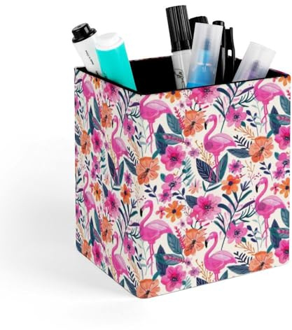 WAFICAC Pot à crayons en cuir avec motif flamant rose pour bureau, organiseur de rangement pour pinceaux de maquillage, idéal pour le bureau ou l'école