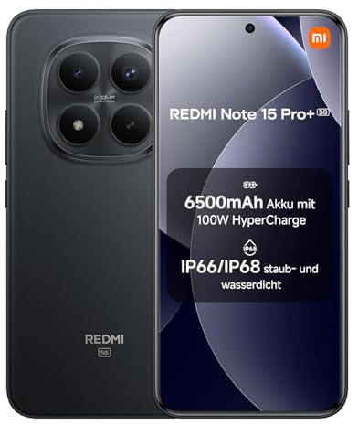 XIAOMI REDMI Note 15 Pro+ 5G - Smartphone de 12+512GB, Pantalla AMOLED 6,83 1.5K AMOLED, Snapdragon 7s Gen 4, cámara de 200 MP, Hypercharge 100W, Cargador no Incluido, Negro (Versión ES)