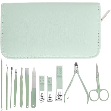 Mobestech Kit de Manicura Profesional y Bolsa Portátil de Acero Inoxidable Cortaúñas Multifuncional para Uso Diario y Viajes