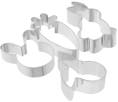 BESPORTBLE Set da 4 Formine Tagliabiscotti Pasquali in Acciaio Forme Coniglio Carota e Sfera per Biscotti Fondente Decorazioni Dolci per Feste di Pasqua