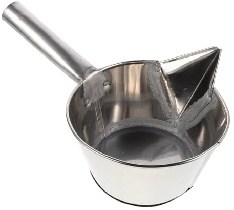 POPETPOP Louche de Fonderie Peu Profonde et Pelle Acier Inoxydable pour Outils de Poterie avec Bec Verseur pour Usage Industriel et Domestique pour Jardinage Jointoiement de Céramique