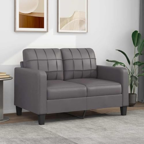 Yisssmeng Zweisitzsofa Grau 138x77x80 cm Kunstleder Schlafsessel mit Metallgestell Modernes Design Robust und Langlebig für Wohnzimmer Büro Flur Schlafzimmer