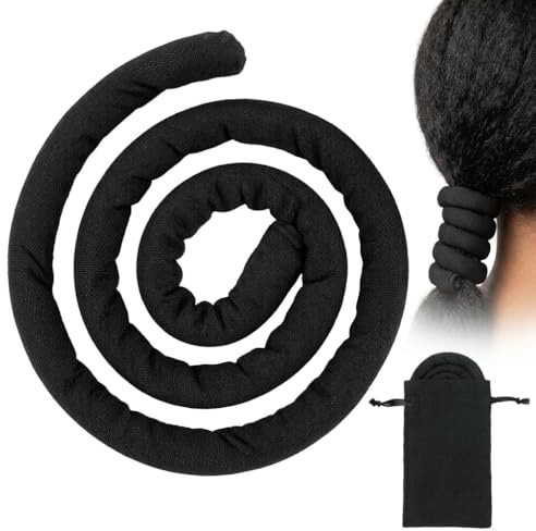 Black Spiral Lock Hair Tie Bendable Dreadlock Accessory Ponytail Holder for Women Men Damage Free Hair Band Suitable for Thick Curly Hair Dreads Locs Braids and All Hair Types Styling Tool