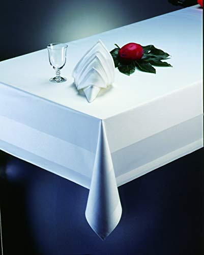 Gastro Uzal Tischdecken, DAMAST Tischdecke ECKIG 130x190 cm Weiss - bei 95°C waschbar Atlaskante 100% Baumwolle Tischwäsche Tablecloths, Tischdecke Gastro Tischtücher weiß