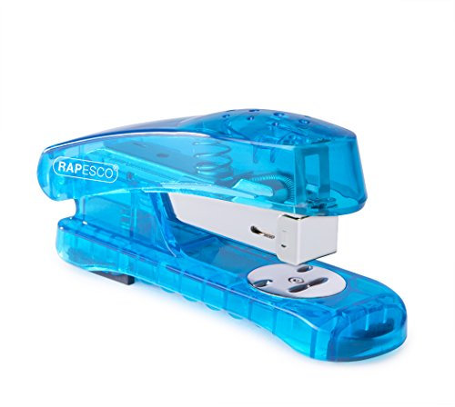 Rapesco 1393 Snapper Sea-Thru Half Strip Stapler, 20 Sheet Capacity, Transparent Blue