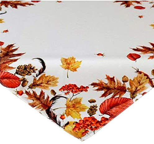 Raebel Tischdecke 85x85 cm Herbst Blätter Creme Weiß Beige Bunt Bedruckt Tischdecke Herbst Tischdeko