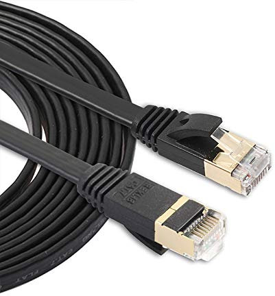 LAN rete cavo Ethernet Patch Cable 3m CAT7 10 Gigabit Ethernet Ultra Piatto Via Cavo Patch For LAN Modem Router Network - Costruito Con Connettori RJ45 Schermati Alta velocità (Color : Black)