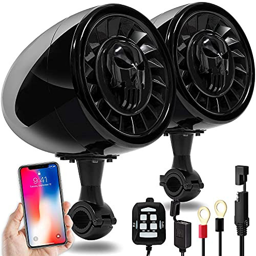 Aileap Altavoces estéreo Bluetooth Marinos a Prueba de Agua de 5 Pulgadas Sistema de Audio para Barcos de Graves de Alta Resistencia con AUX USB MP3 Ideal para Motocicletas Harley ATV/UTV/RZR