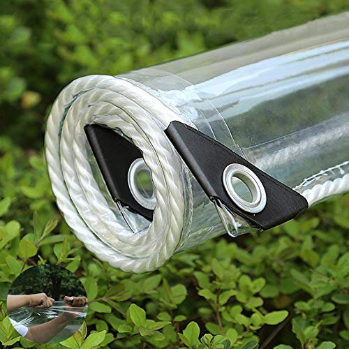 0.35mm Transparente Plane Draussen Abdeckplane,Pflanzenschutz Regen-Vorhänge,PVC Wasserdichte Markisen mit Ösen,Schutzplane Für Balkon Boden Camping Pavillon Gartenmöbel lounge(1.4x3m/4.6x9.8ft)
