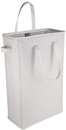 IHOMAGIC Portabiancheria 45L, Cesto per la Biancheria Salvaspazio Contenitore per Lavanderia Sottile con Maniglie Impermeabile, Pieghevole Cesta del Bucato Lavanderia, Dormitorio 39x19x60cm (Beige)