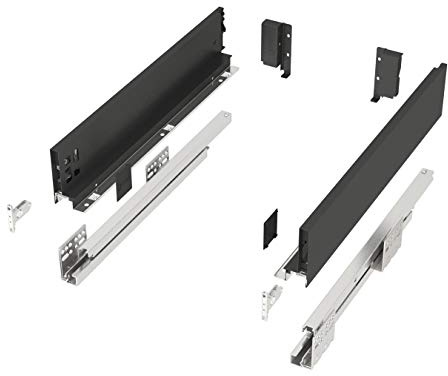 Schubkastensystem JUNKER-SLIM anthrazit Höhe: 84 mm Tiefe: 400 mm | belastbar bis 40 Kg Soft-Close Schubkasten mit 13 mm schlanken Schubladenzargen