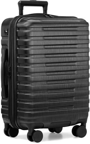 U.S. Traveler Boren Valise Rigide en Polycarbonate avec 8 roulettes pivotantes et poignée en Aluminium Noir 55,9 cm Port USB