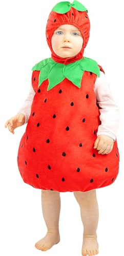 Funidelia | Disfraz de Fresa para bebé Fruta, Comida - Disfraz para niños y divertidos accesorios para Fiestas, Carnaval y Halloween - Talla 12-24 meses - Rojo