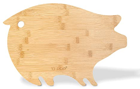 Planche à découper en bambou en forme de cochon, 38,1 x 25,4 x 1,3 cm, planche à fromage en forme d'animal mignon pour enfants, idéale pour une décoration murale et de cuisine