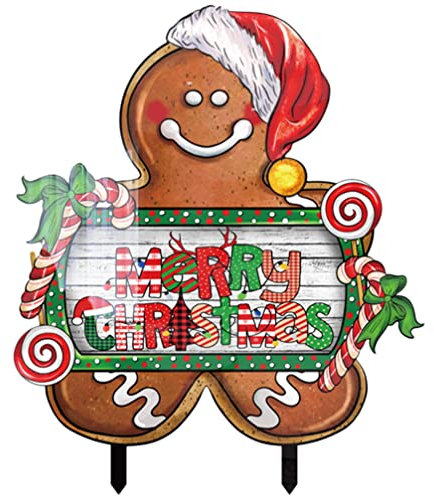 PRETYZOOM Weihnachtsdeko Lebkuchenmann Für Draußen Gartenschild Mit Pfahl Festliche Außendekoration Aus Hochwertigem Material Einfach Aufzustellen Und Platzsparend