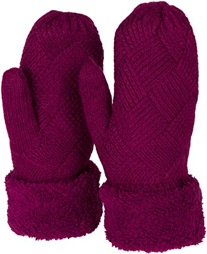 styleBREAKER Damen Strick Fäustlinge Rauten Muster Fleece | Ohne störende Nähte, weiches Bündchen, sehr elastisches Polyacryl-Gewebe für 16-21 cm Handumfang, isolierendes Innenfutter.
