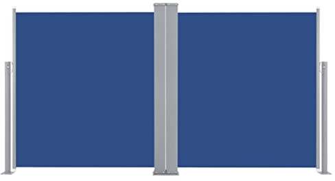 Canditree Doppelte Seitenmarkise Ausziehbar 100 X 600 cm Sichtschutz Windschutz Markise Für Balkon Terrasse Garten (Blau)