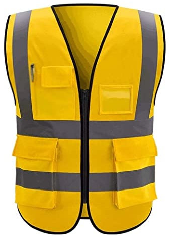 Warnweste Reflektorweste Hohe Sichtbarkeit reflektierende Weste, erwachsene reflektierende Weste for den Bau des Bauverkehrs -Sanitärs Meituan Reitsicherheit Sicherheitsweste ( Blue : Yellow , Size :