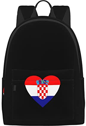 LOUJIN Rucksack Liebe Kroatien Flagge Groß Canvas Student Büchertasche Leicht Freizeit Rucksack für Jungen Mädchen Erwachsene, #1465, 31cm*16cm*45cm, Schulranzen
