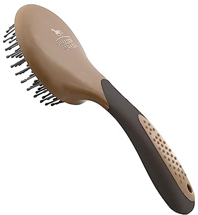 Harrison Howard Horse Mane and Tail Brush - Professional Grooming Brush, Equestrian Detangler, Non-Slip, Dark Brown