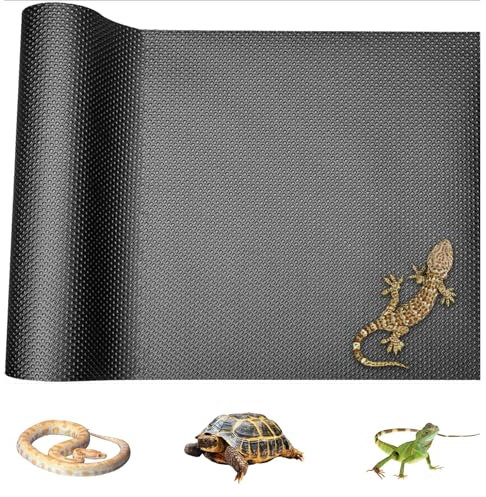 YOYIAG Reptile Carpet, 17 x 78 EVA Pet Mat Terrarium Liner, Waterproof Non-slip Floor Mat Pet Supplies, Reptile Terrarium Mat for Turtles, Lizard, Chamelon, Iguana(Black)