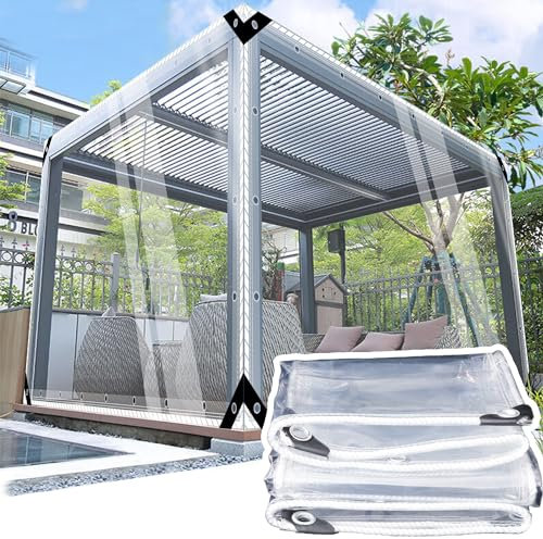 SSFMSF Klare Plane mit Ösen, 400 g/m², klare Plane für Möbel Wohnwagen-Abdeckung Mehrzweck-Abdeckung Hinterhof-Terrassenabdeckung schützt Autos, kann individuell angepasst Werden.3.5m*12m