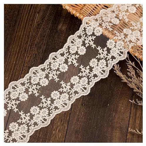 Wisafory 11cm Breite Spitzenbordüre Häkel-Borte Spitzenborte Vintage Dekoband spitzenband Stickerei für Hochzeit Basteln Geschenkband Vorhang Tischdecke Slipcover Braut DIY Kleidung Gelb 1 Yard