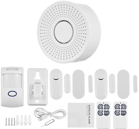 Swokely Home Security System WiFi Tuya APP Monitoring Notifications Type-C Power Supply Wireless Receiver Remote Control Kit Door and Window Detector Alarm Infrared Detector