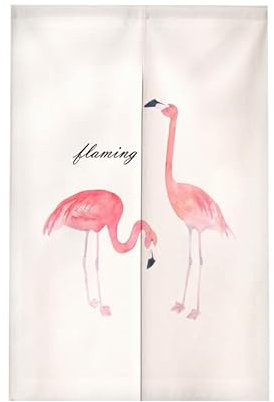 Türvorhang Flamingo Pink Küchenvorhänge Polyester Raumteiler Vorhang Kurz Scheibengardinen mit Teleskopstange Vorhänge Kurz Türvorhang Insektenschutz Fliegenvorhang Terrassentür 90x150cm